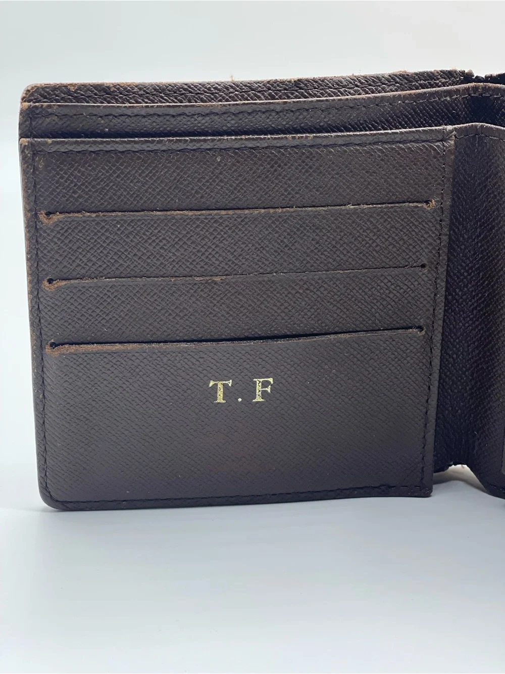 Louis Vuitton Damier Ebene Men’s Marco Bifold Wallet Hot Stamped Used LV